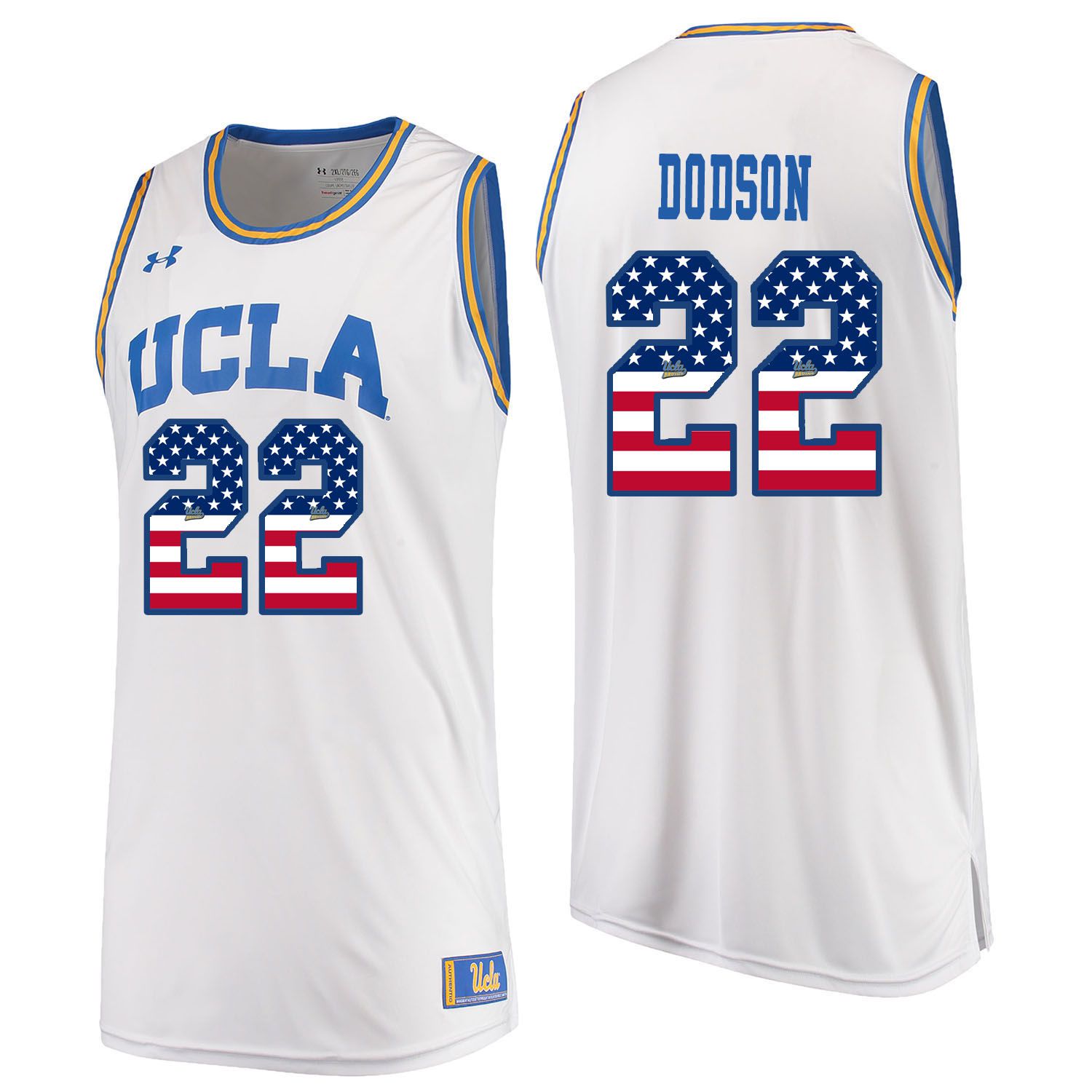 Men UCLA UA 22 Dodson White Flag Customized NCAA Jerseys